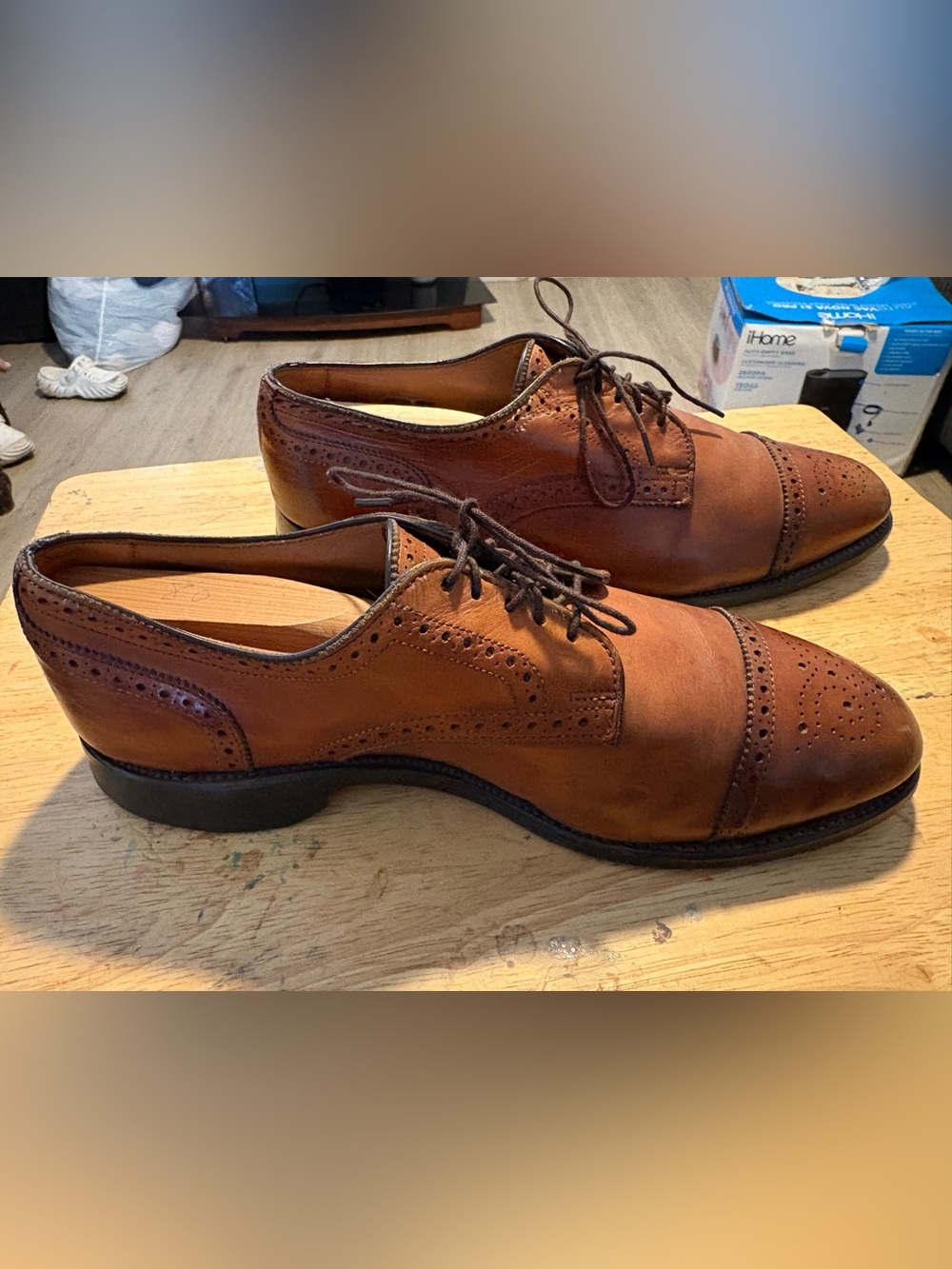 Allen Edmonds Cognac Leather Wingtip Oxfords
